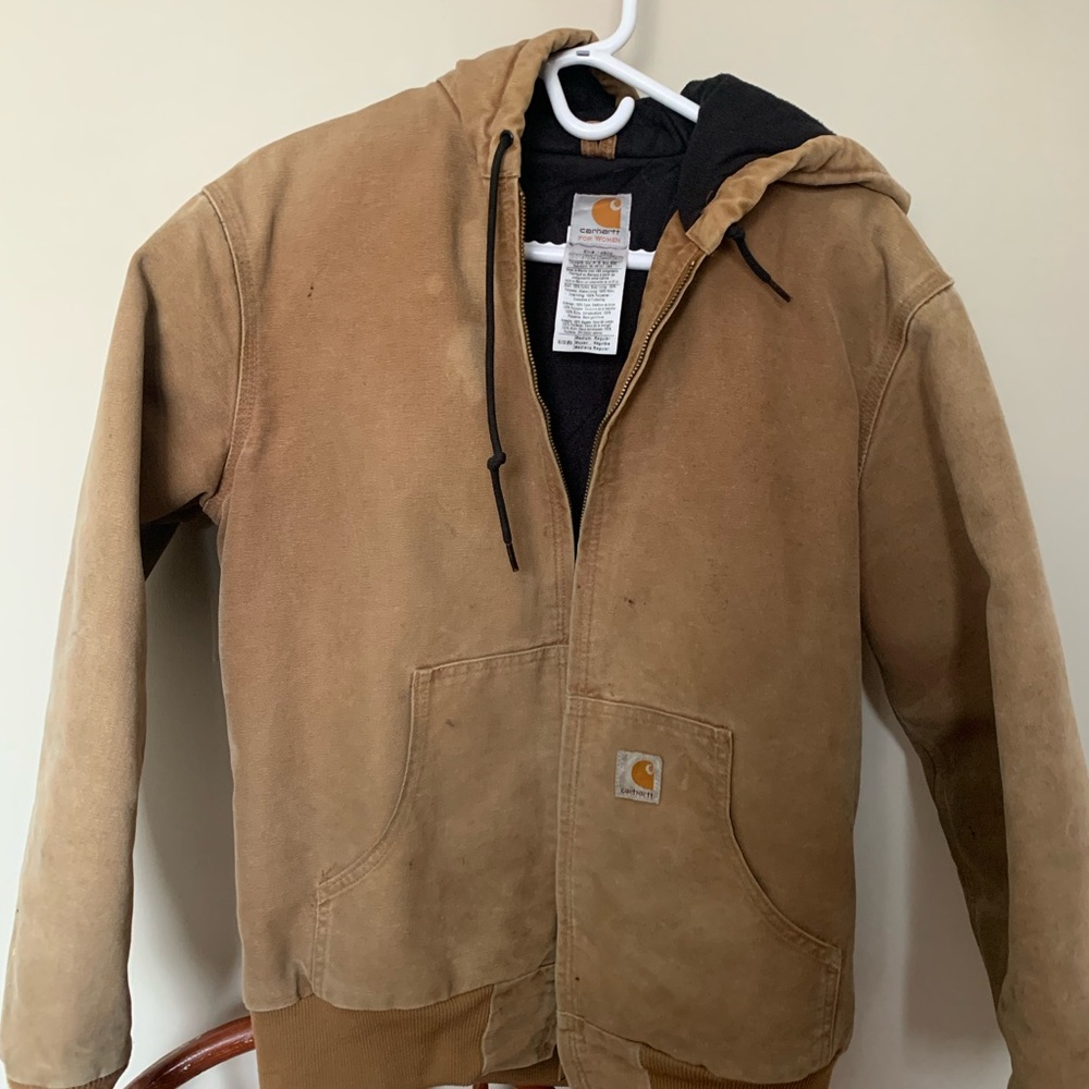 Carhartt Tan Hooded Work Jacket
